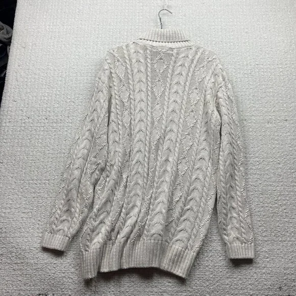 VTG 90's Cotton Road Cable Knit Turle Neck Sweater Wom Sz L Scandinavian Sailor - Picture 9 of 12